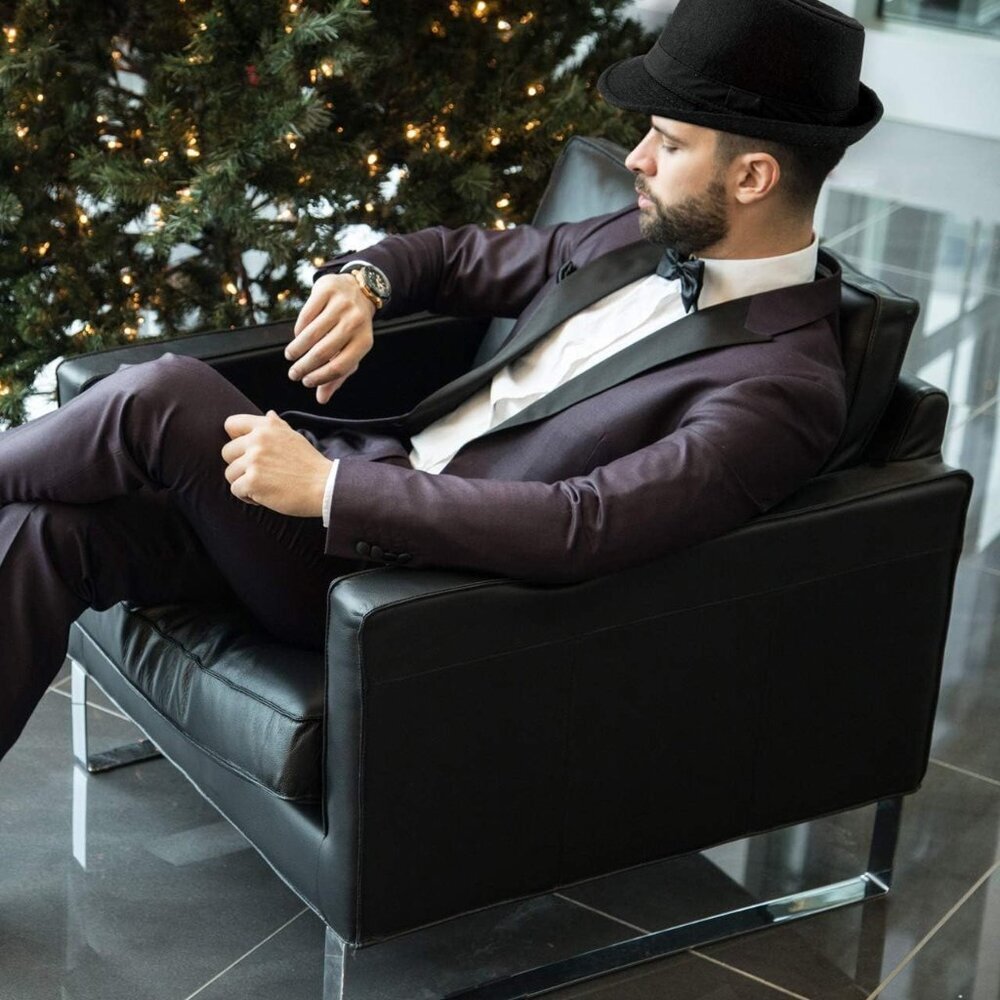 Mens Classic Plaid Manhattan Structured Gangster Trilby Fedora Hat Cuban Style D - Picture 8 of 9